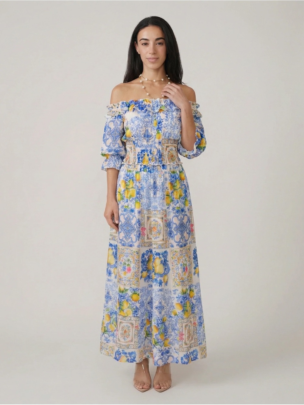 Marina St Barth Positano Zoe Long Boho Dress - Floral & Butterfly Print